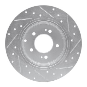 Kia Cadenza Brake Rotor (1) - Rear Left - R1 Concepts - Drilled & Slotted - Silver - `17-`19